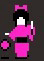 ピンクの着物を着てピンクのリボンを頭につけたのっぺら帽のような顔の子が、左手を半分くらい上げて、右手でピンクのボールをついている。